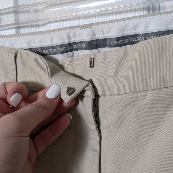 Like-New Express Design Studios Editor Khaki Wide Leg Dress Pants Size 10 - Picture 5 of 9
